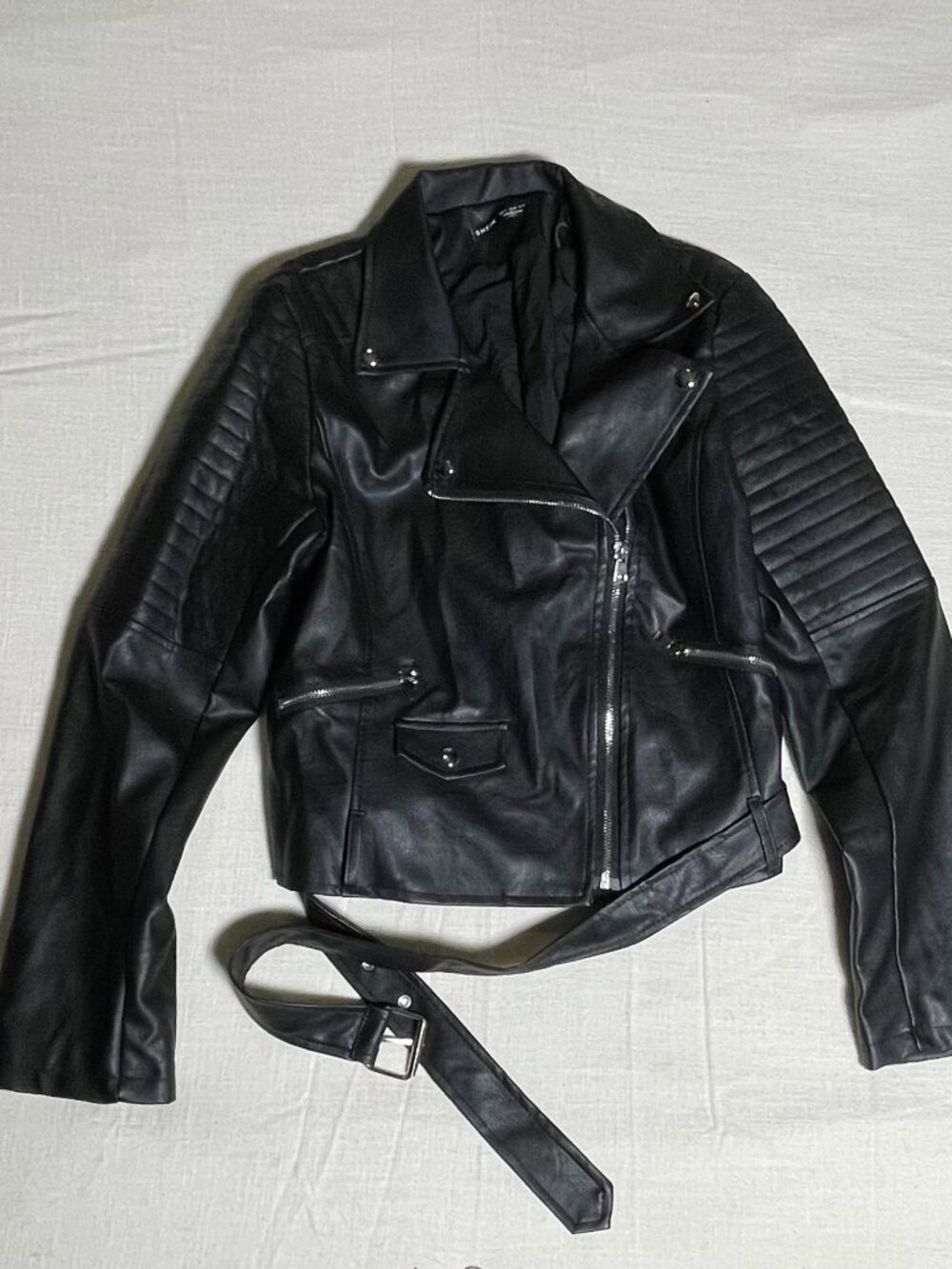 Womens Shein Black Motorcycle Pleather Jacket (Size XL)